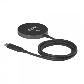 Juhtmevaba laadimispadi CLUB3D CAC-3027 Qi2 25W MagSafe-ühilduv magnetpadi, DC siselaadija, 1 m kaabel, must