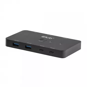 KVM-lüliti club 3d Dual USB-C HDMI-le, 2 pordiga, 4K UHD 3840x2160, USB-C konsool, 65W PD, must