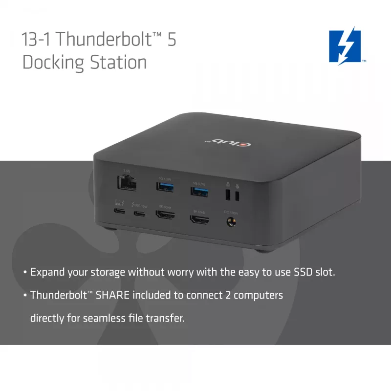 Dokkimisjaam CLUB3D CSV-2562 Thunderbolt 5, M.2 SSD, 2×HDMI 8K60Hz, 180W, 120 Gbit/s