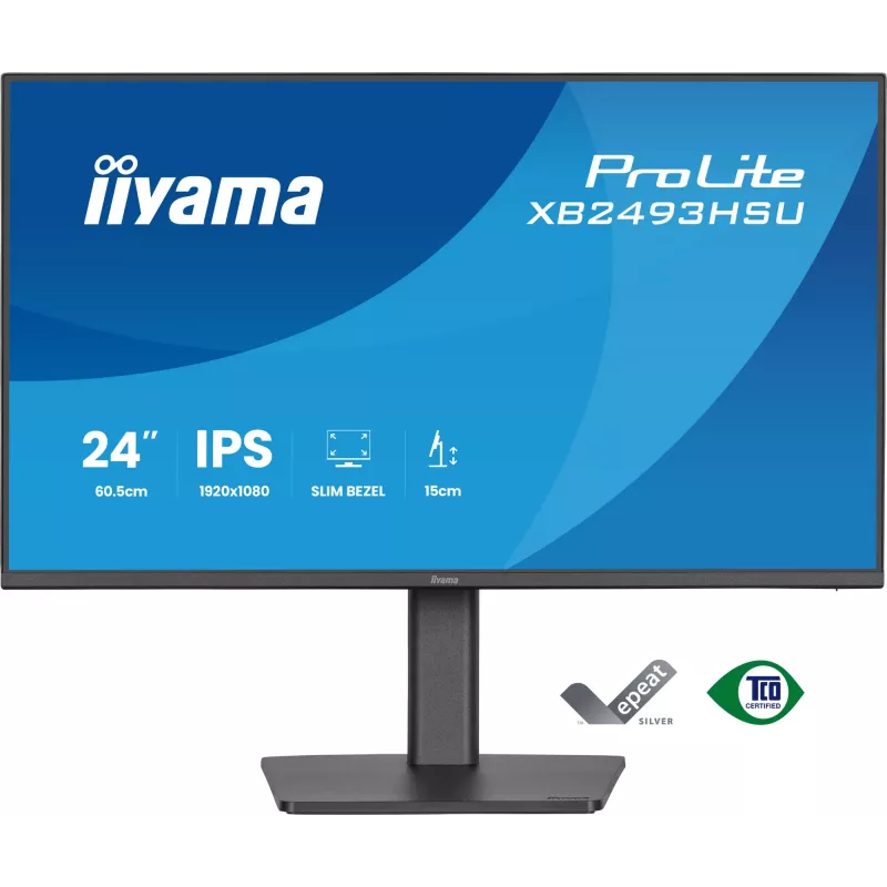 Arvutimonitor IIYAMA ProLite XB2493HSU-B1 23,8 tolli (60,5 cm) Full HD IPS LED, 1920×1080, 1 ms, 178° vaatenurgad, USB-jaotur, kõlarid, must