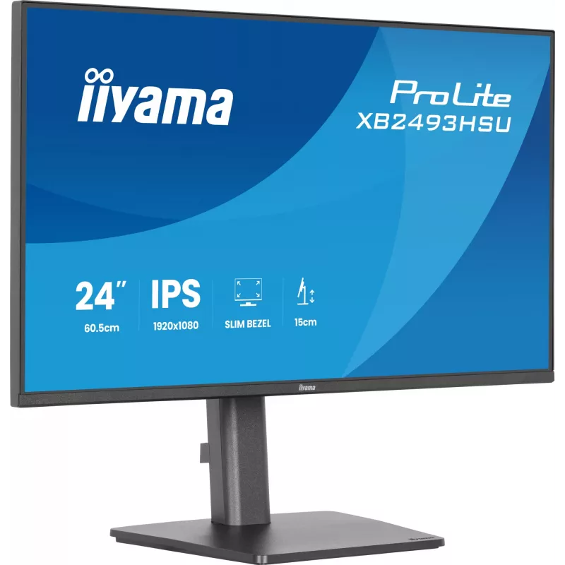 Arvutimonitor IIYAMA ProLite XB2493HSU-B1 23,8 tolli (60,5 cm) Full HD IPS LED, 1920×1080, 1 ms, 178° vaatenurgad, USB-jaotur, kõlarid, must
