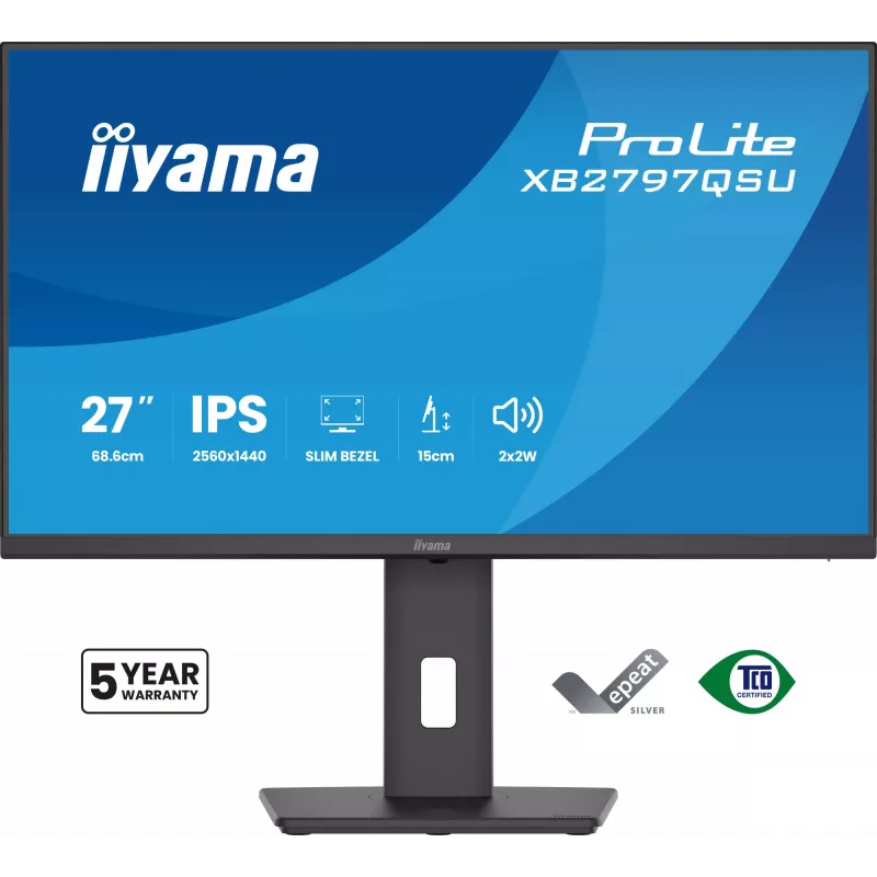 iiyama ProLite XB2797QSU-B1 arvutimonitor 68,6 cm (27 tolli) 2560 x 1440 pikslit Quad HD LED Must