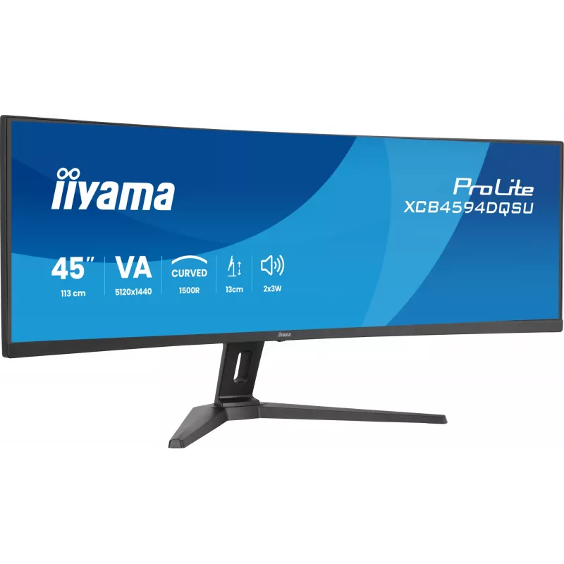 Arvutimonitor IIYAMA XCB4594DQSU-B1 44 tolli (111,8 cm) kumer Dual QHD 5120×1440 VA LED, 2 ms, USB-C, USB 3.2, VESA, kõlarid