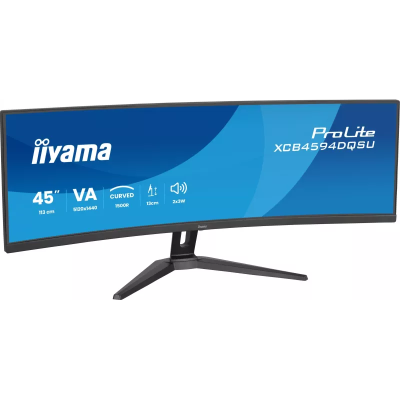 Arvutimonitor IIYAMA XCB4594DQSU-B1 44 tolli (111,8 cm) kumer Dual QHD 5120×1440 VA LED, 2 ms, USB-C, USB 3.2, VESA, kõlarid