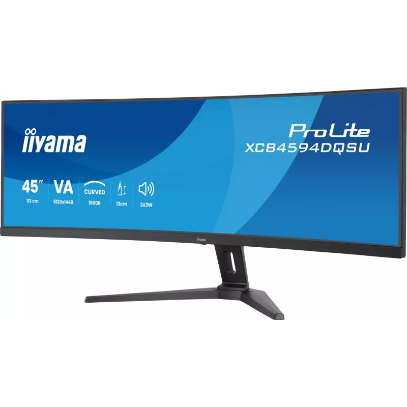 Arvutimonitor IIYAMA XCB4594DQSU-B1 44 tolli (111,8 cm) kumer Dual QHD 5120×1440 VA LED, 2 ms, USB-C, USB 3.2, VESA, kõlarid