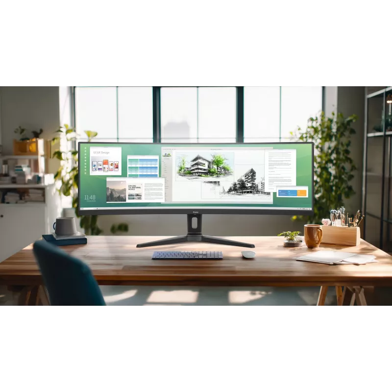 Arvutimonitor IIYAMA XCB4594DQSU-B1 44 tolli (111,8 cm) kumer Dual QHD 5120×1440 VA LED, 2 ms, USB-C, USB 3.2, VESA, kõlarid