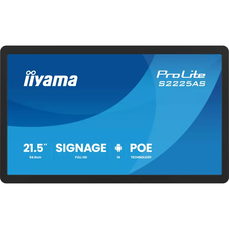 iiyama ProLite S2225AS-B1P digitaalne teabetahvel lame 54,6 cm (21,5 tolli) LCD Wi-Fi 500 cd/m² Full HD Must sisseehitatud protsessor Android 24/7