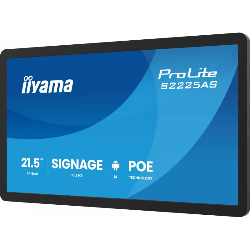 iiyama ProLite S2225AS-B1P digitaalne teabetahvel lame 54,6 cm (21,5 tolli) LCD Wi-Fi 500 cd/m² Full HD Must sisseehitatud protsessor Android 24/7