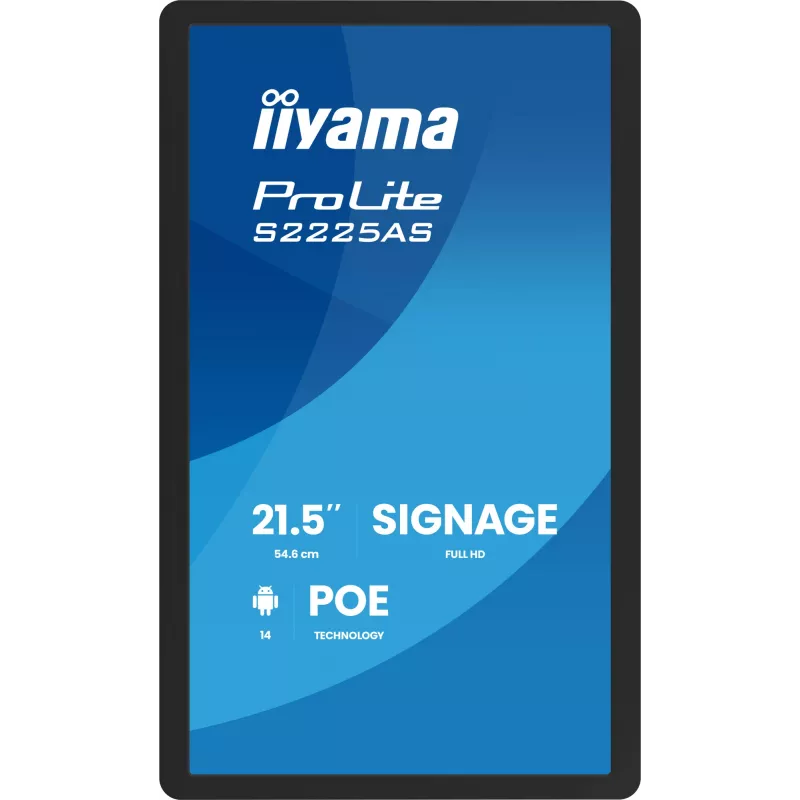 iiyama ProLite S2225AS-B1P digitaalne teabetahvel lame 54,6 cm (21,5 tolli) LCD Wi-Fi 500 cd/m² Full HD Must sisseehitatud protsessor Android 24/7