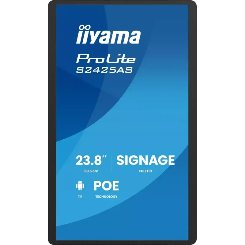 iiyama ProLite S2425AS-B1P digitaalse märgistuse lameekraan 60.5 cm (23.8 tolli) LCD Wi-Fi 500 cd/m² Full HD Must sisseehitatud protsessoriga Android 24/7