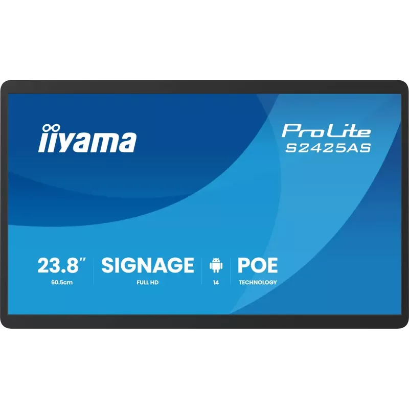 iiyama ProLite S2425AS-B1P digitaalse märgistuse lameekraan 60.5 cm (23.8 tolli) LCD Wi-Fi 500 cd/m² Full HD Must sisseehitatud protsessoriga Android 24/7