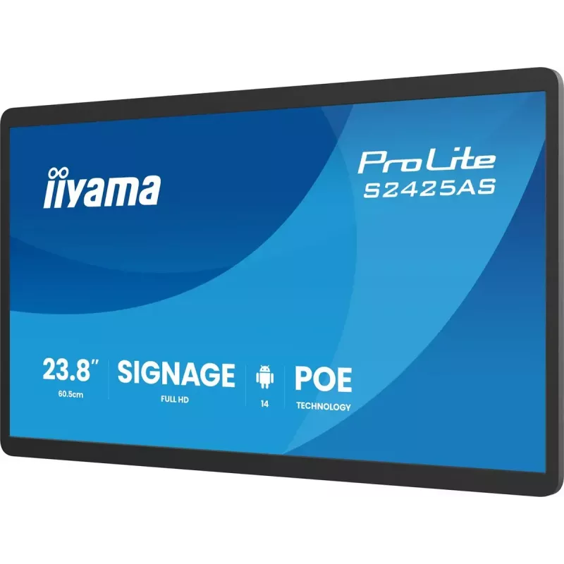 iiyama ProLite S2425AS-B1P digitaalse märgistuse lameekraan 60.5 cm (23.8 tolli) LCD Wi-Fi 500 cd/m² Full HD Must sisseehitatud protsessoriga Android 24/7