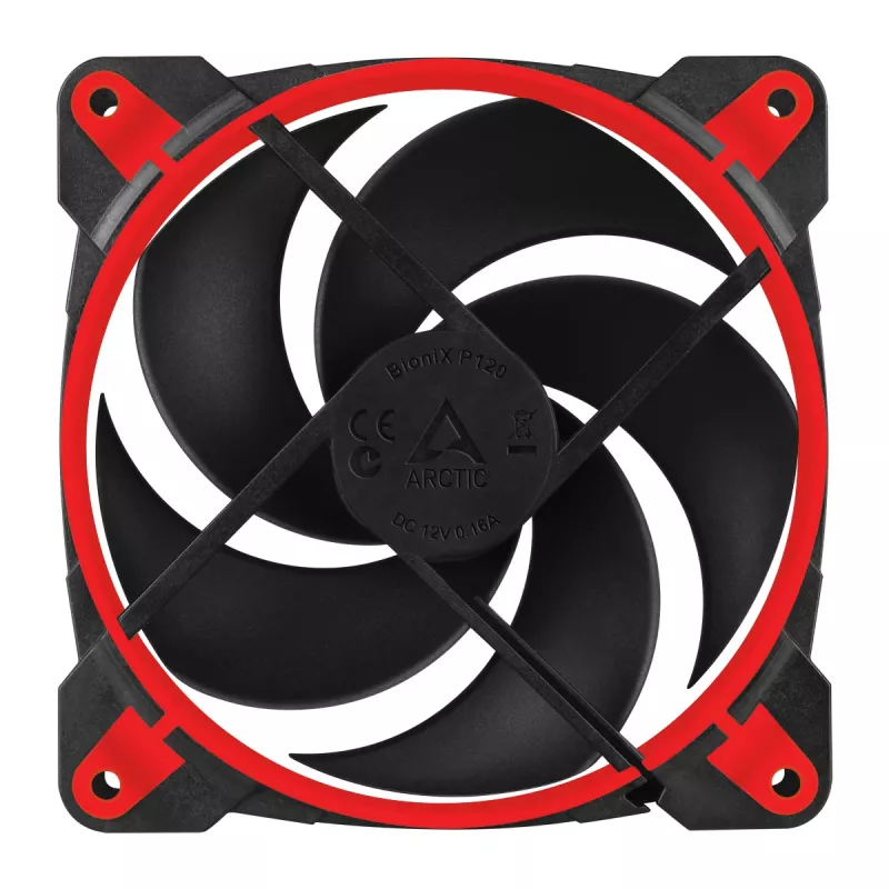 ARCTIC BioniX P120 (punane) – rõhu optimeeritud 120 mm mänguventilaator PWM PST-iga