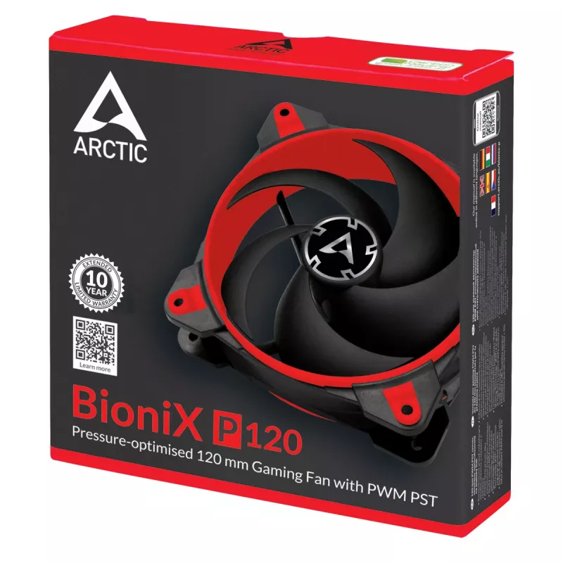 ARCTIC BioniX P120 (punane) – rõhu optimeeritud 120 mm mänguventilaator PWM PST-iga
