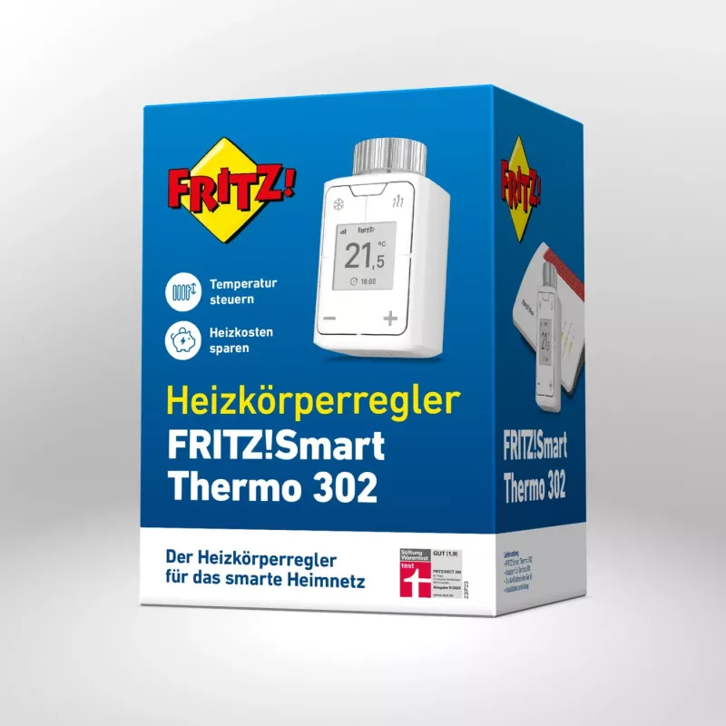 FRITZ Smart Thermo 302 termostaat (siseruumides), valge, nuppjuhtimine, AA aku, 51×51×90 mm