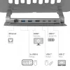 CLUB3D Reguleeritav alumiiniumist sülearvuti alus USB-C® jaoturiga, hall, 260 mm, 224 mm, 56 mm, 1.76 kg, 315 mm