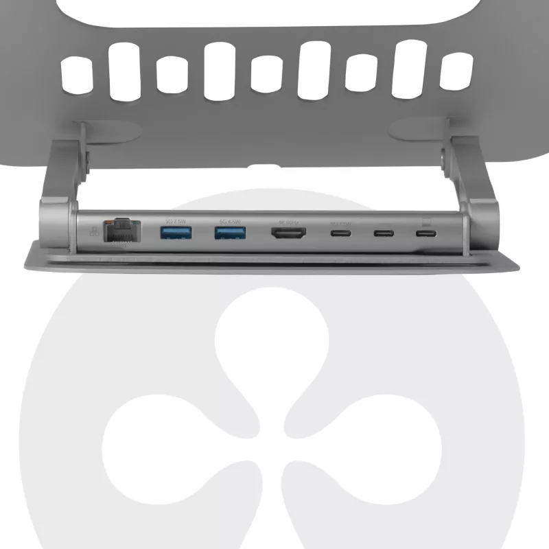 CLUB3D Reguleeritav alumiiniumist sülearvuti alus USB-C® jaoturiga, hall, 260 mm, 224 mm, 56 mm, 1.76 kg, 315 mm