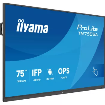 iiyama TN7505A-B1AG Signage Display interaktiivne lameekraan 189,3 cm (74,5 tolli) 500 cd/m² 4K Ultra HD Must Puuteekraan