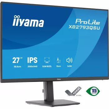 Monitor IIYAMA ProLite XB2793QSU-B1 27 tolli (68,6 cm) IPS LED Quad HD 2560x1440, matt, USB-jaotur, kõlarid, VESA, kõrguse reguleerimine, must