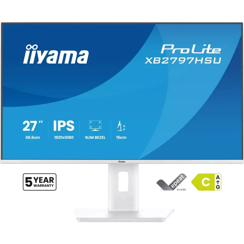 iiyama ProLite XB2797HSU-W1 arvutikuvar 68,6 cm (27 tolli) 1920 x 1080 pikslit Full HD LED valge
