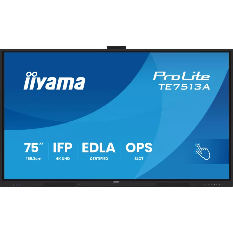 Interaktiivne lameekraan IIYAMA TE7513A-B2AG 75 tolli 4K UHD puuteekraan, 500 cd/m², Wi‑Fi, Android, 24/7