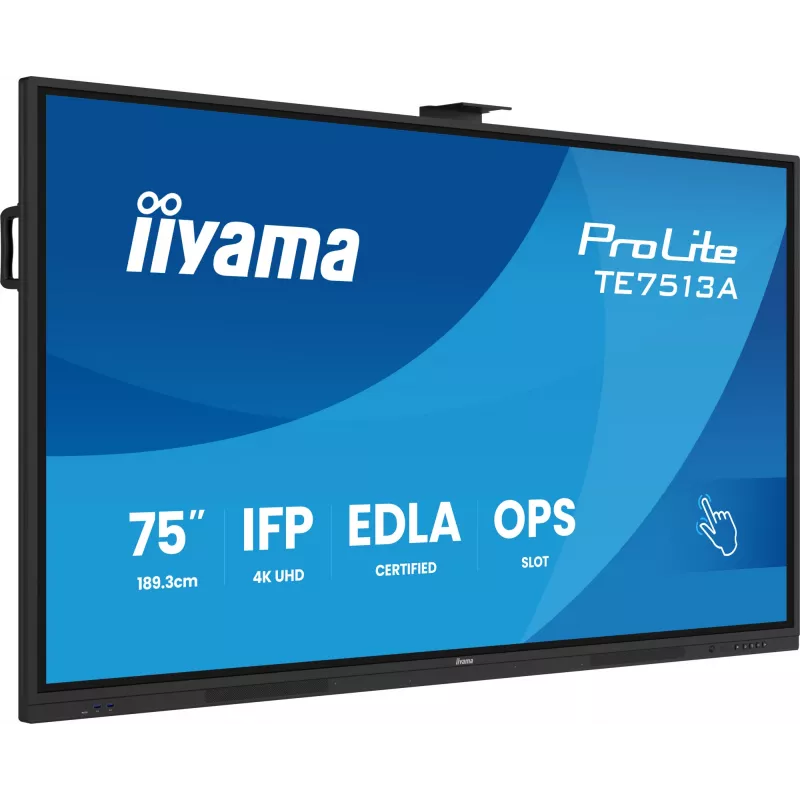 Interaktiivne lameekraan IIYAMA TE7513A-B2AG 75 tolli 4K UHD puuteekraan, 500 cd/m², Wi‑Fi, Android, 24/7