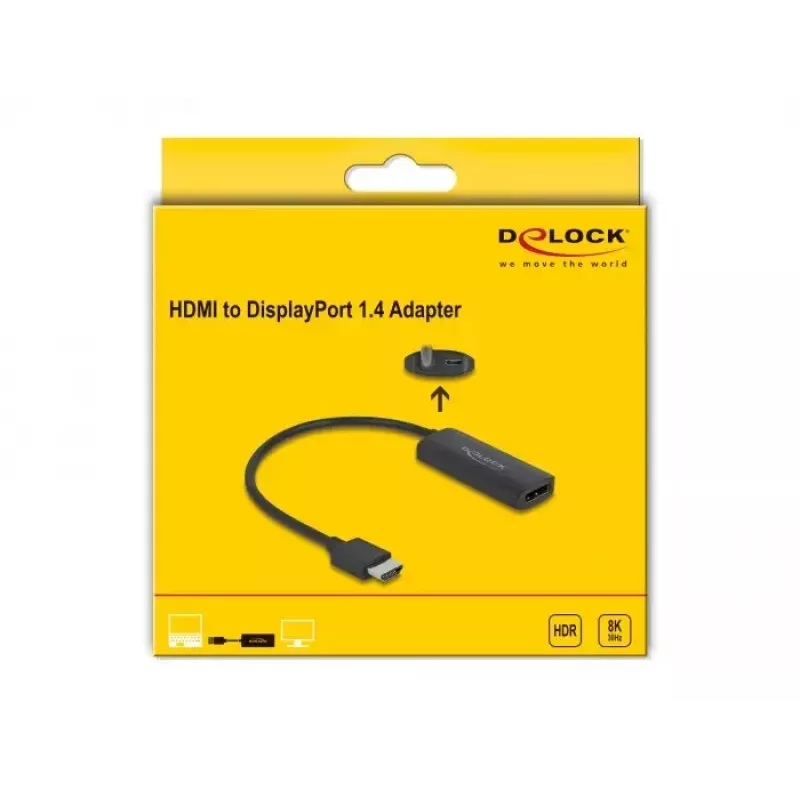 DeLOCK adapter HDMI-A isane DisplayPort emasele 8K 0,18 m