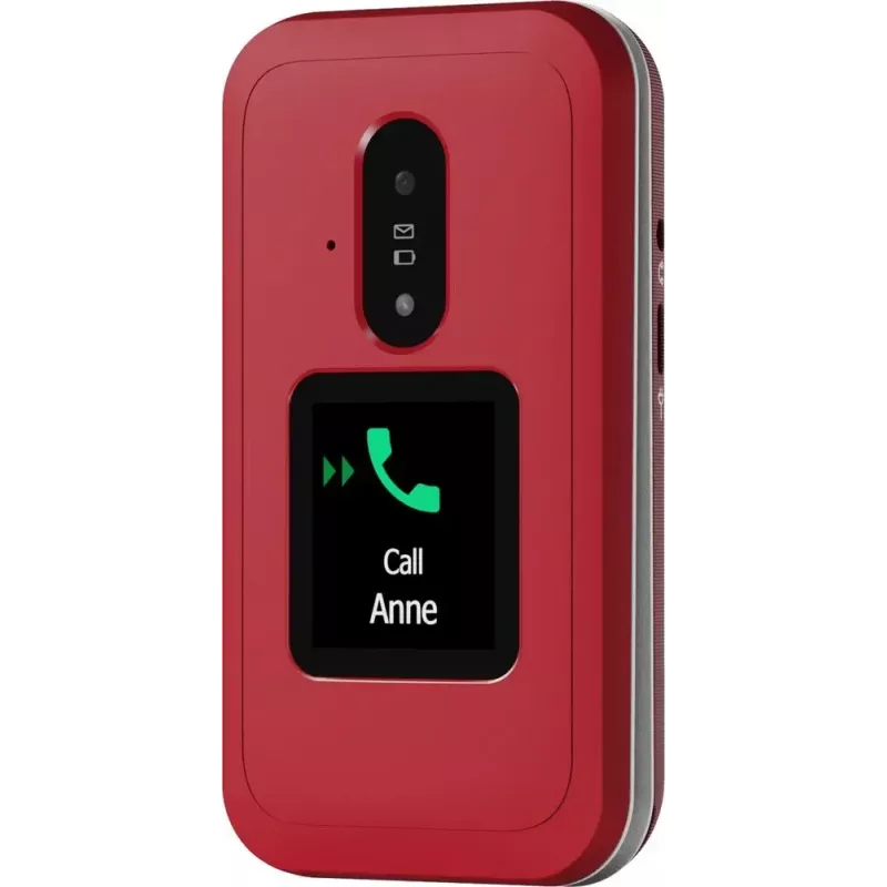 Feature phone Doro Leva E30 clamshell, 2.8 inch (7.11 cm) 320x240, Single SIM, 0.3 MP camera, 1150 mAh, IP55, Red/Valge