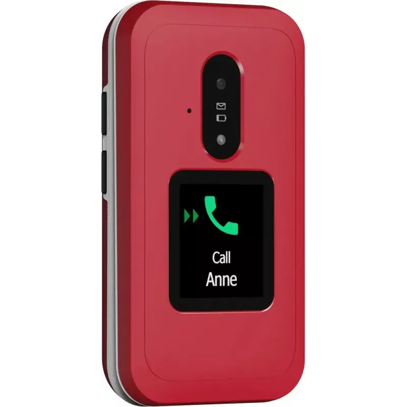Feature phone Doro Leva E30 clamshell, 2.8 inch (7.11 cm) 320x240, Single SIM, 0.3 MP camera, 1150 mAh, IP55, Red/Valge