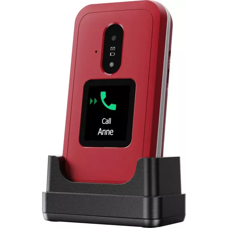 Feature phone Doro Leva E30 clamshell, 2.8 inch (7.11 cm) 320x240, Single SIM, 0.3 MP camera, 1150 mAh, IP55, Red/Valge