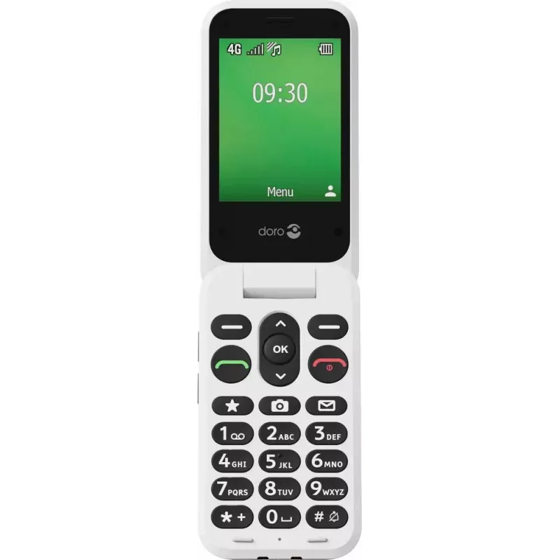 Feature phone Doro Leva E30 clamshell, 2.8 inch (7.11 cm) 320x240, Single SIM, 0.3 MP camera, 1150 mAh, IP55, Red/Valge