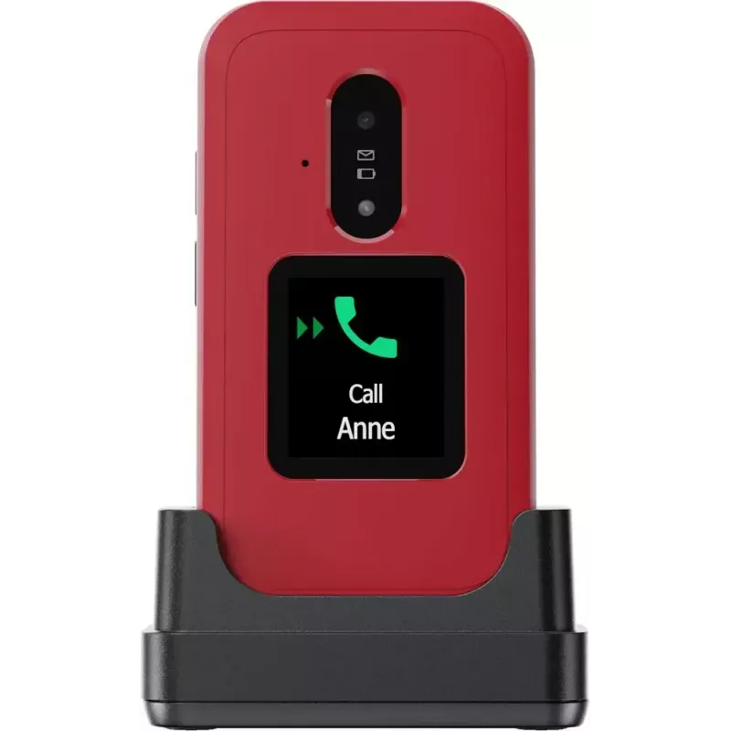 Feature phone Doro Leva E30 clamshell, 2.8 inch (7.11 cm) 320x240, Single SIM, 0.3 MP camera, 1150 mAh, IP55, Red/Valge