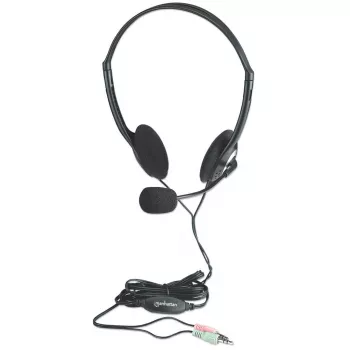 Manhattan Stereo kõrvapealsed kõrvaklapid (3,5 mm), mikrofonivars, juhtmega helitugevuse reguleerimine, poroloonist kõrvapadjad, standardne 2x 3,5 mm stereopistik/pesa heli/mikrofoni kasutamiseks, kaabel 2 m, must, kolmeaastane garantii