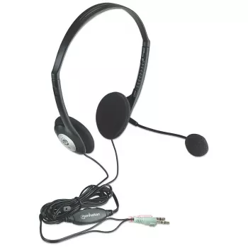 Manhattan Stereo kõrvapealsed kõrvaklapid (3,5 mm), mikrofonivars, juhtmega helitugevuse reguleerimine, poroloonist kõrvapadjad, standardne 2x 3,5 mm stereopistik/pesa heli/mikrofoni kasutamiseks, kaabel 2 m, must, kolmeaastane garantii