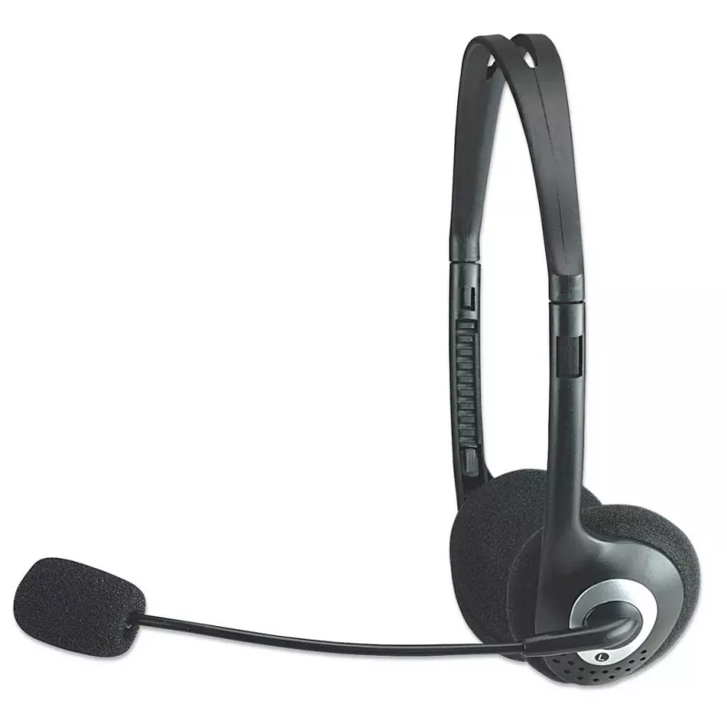 Manhattan Stereo kõrvapealsed kõrvaklapid (3,5 mm), mikrofonivars, juhtmega helitugevuse reguleerimine, poroloonist kõrvapadjad, standardne 2x 3,5 mm stereopistik/pesa heli/mikrofoni kasutamiseks, kaabel 2 m, must, kolmeaastane garantii