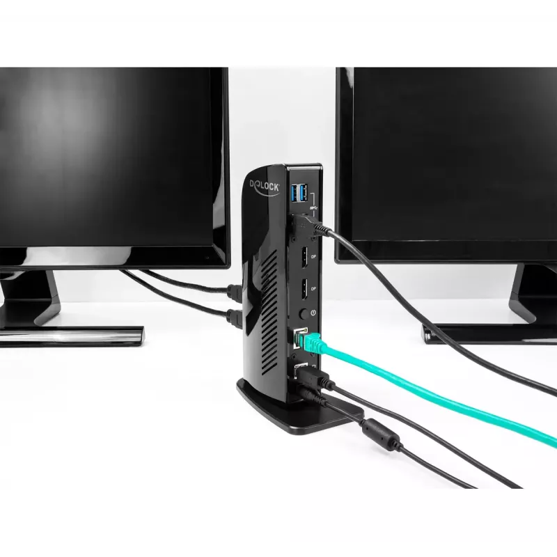 DeLOCK USB-dokkimisjaam kahe DisplayPordiga, 4K, USB 3.2, LAN, heli