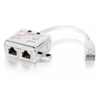 2-Port Cat.5e RJ45 jaotur, Equip 127603, metallik/valge, 0,15 m