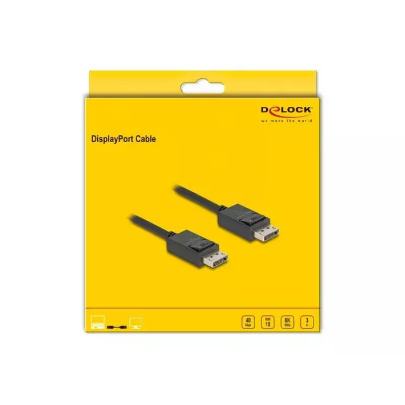 DeLOCK DisplayPorti kaabel 16K 30 Hz 8K 60 Hz 40 Gbps 3 m