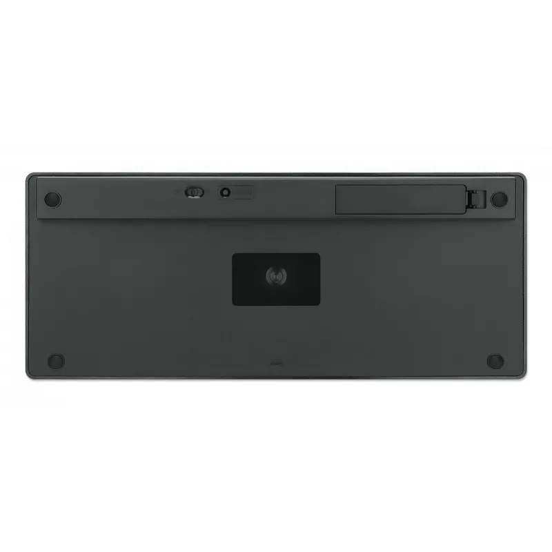 Manhattan Ultra õhuke Dual-Mode juhtmevaba klaviatuur, Saksa QWERTZ paigutus, Bluetooth (v3.0) ja juhtmeta (2,4 GHz), 78 madalprofiiliga kääritüüpi klahvi, automaatne toitehaldus, leviala 10 m, USB-A mikro vastuvõtja, AAA-aku (kaasas), Windows ja Mac, kolmeaastane garantii