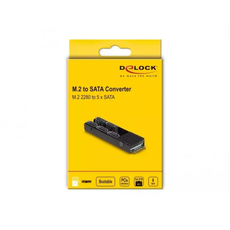 DeLOCK M.2 2280 Key B+M isane 5x SATA-le koos jahutusradiaatoriga