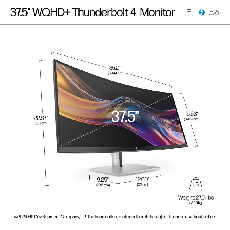 HP Series 7 Pro 37,5-tolline WQHD+ Thunderbolt 4 monitor - 738pu