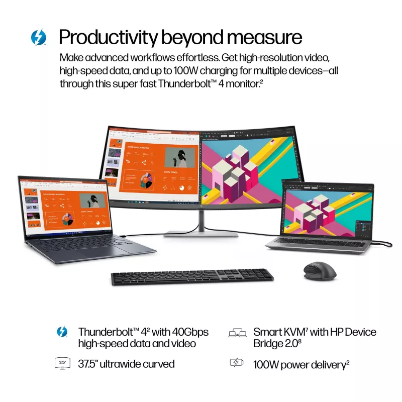 HP Series 7 Pro 37,5-tolline WQHD+ Thunderbolt 4 monitor - 738pu