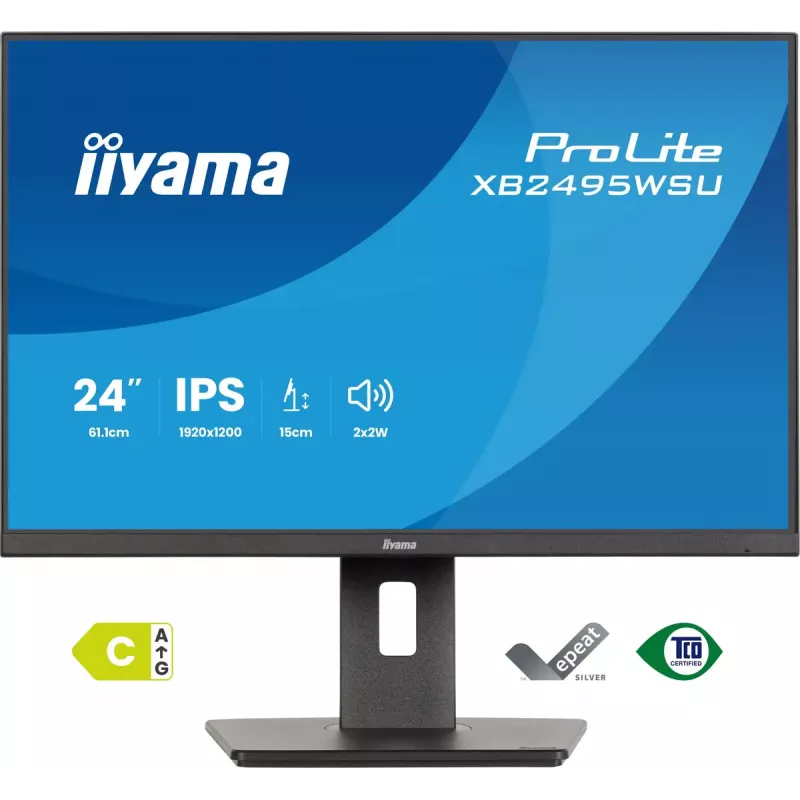 Monitor IIYAMA ProLite XB2495WSU-B1 24,1 tolli (61,2 cm) 1920×1200 IPS Full HD, 4 ms, USB 3.2 jaotur, kõrgus reguleeritav, kõlarid