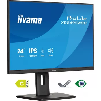 Monitor IIYAMA ProLite XB2495WSU-B1 24,1 tolli (61,2 cm) 1920×1200 IPS Full HD, 4 ms, USB 3.2 jaotur, kõrgus reguleeritav, kõlarid