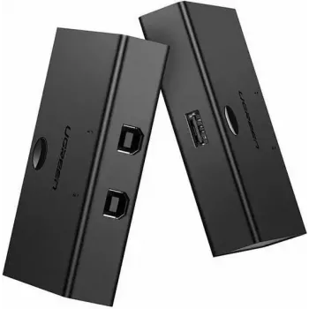 USB-jagaja lüliti UGREEN UGR423 2x1 Must — 2 arvutit 1 USB-seadmele, käsitsi nupp