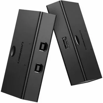 USB-jagaja lüliti UGREEN UGR423 2x1 Must — 2 arvutit 1 USB-seadmele, käsitsi nupp