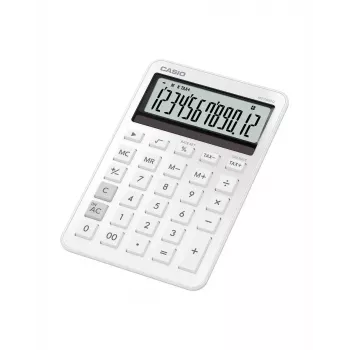 Lauakalkulaator CASIO MS-200DQ 12-kohaline, aku/päikeseenergia, maksu- ja kasumiarvutusfunktsioonid, valge