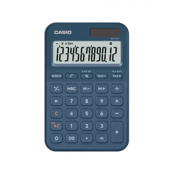 Lauaarvuti baasmudel CASIO MS-20YC — 12-kohaline, maksu- ja kasumifunktsioonid, aku/päikeseenergia, tumesinine