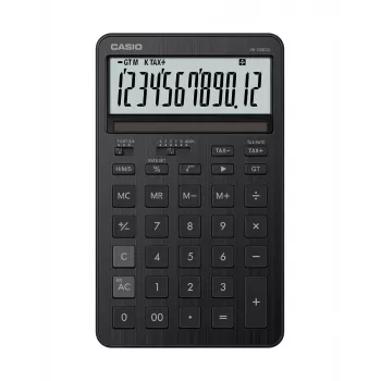 Lauakalkulaator CASIO JW-200DQ – põhiline, 12-kohaline, maksu- ja kasumifunktsioonid, aku/päikeseenergia, must
