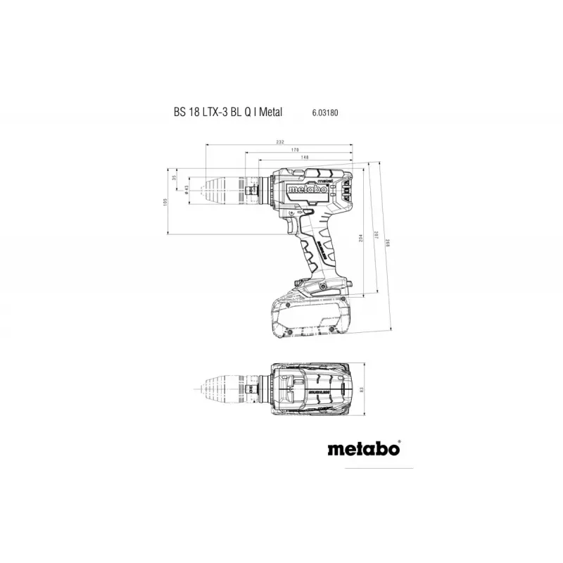 Püstolkäepidemega puur Metabo BS 18 LTX-3 BL Q I Metal 4000 RPM 3 kg